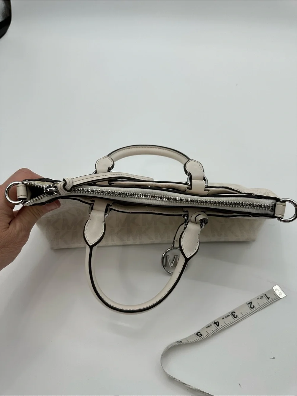 Michael Kors cream White Signature Logo Satchel
